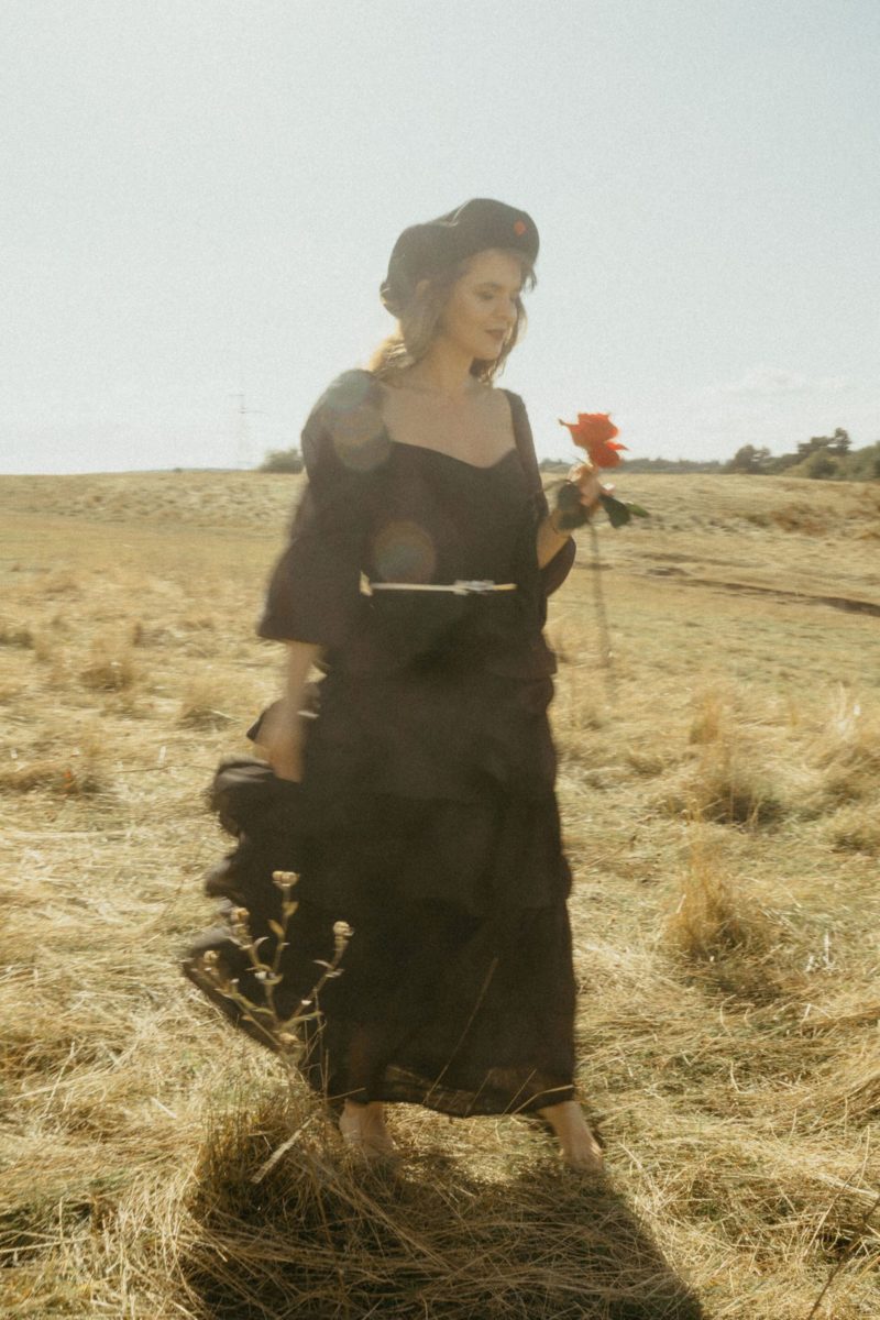 Black Red Heart French Style Beret