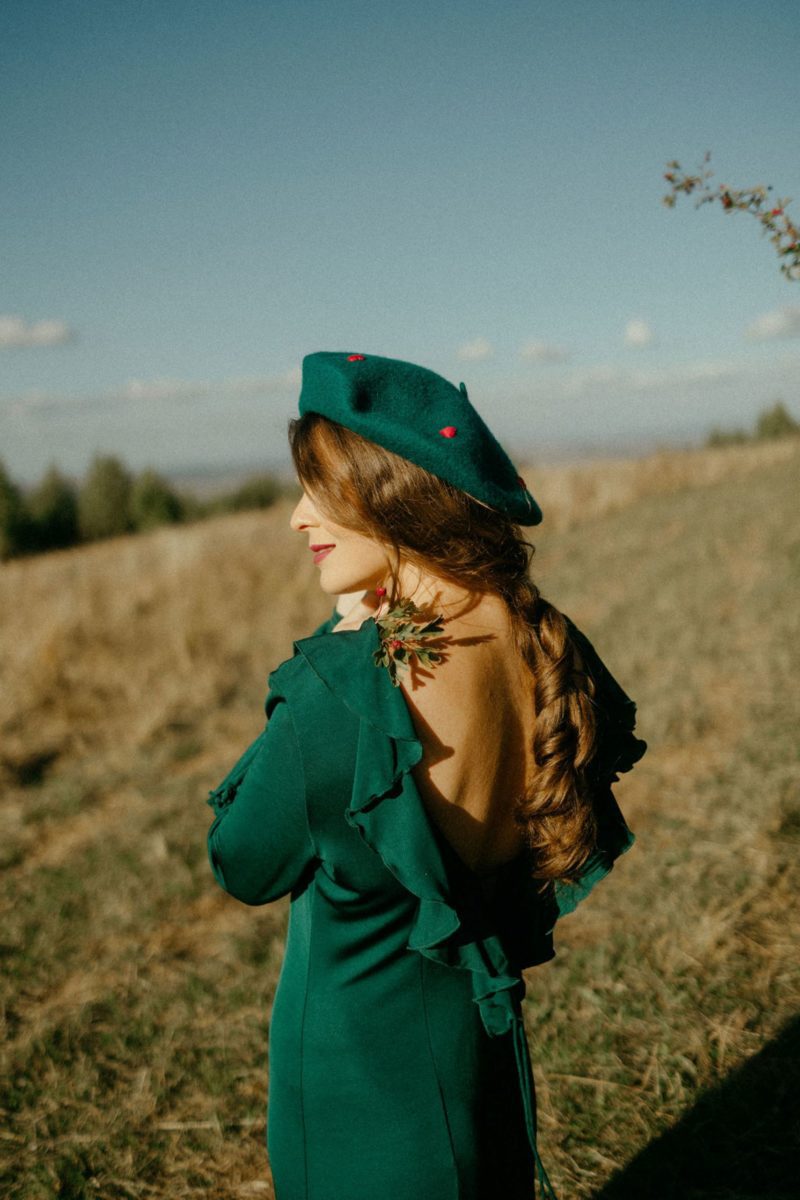 Green Red Hearts French Style Beret