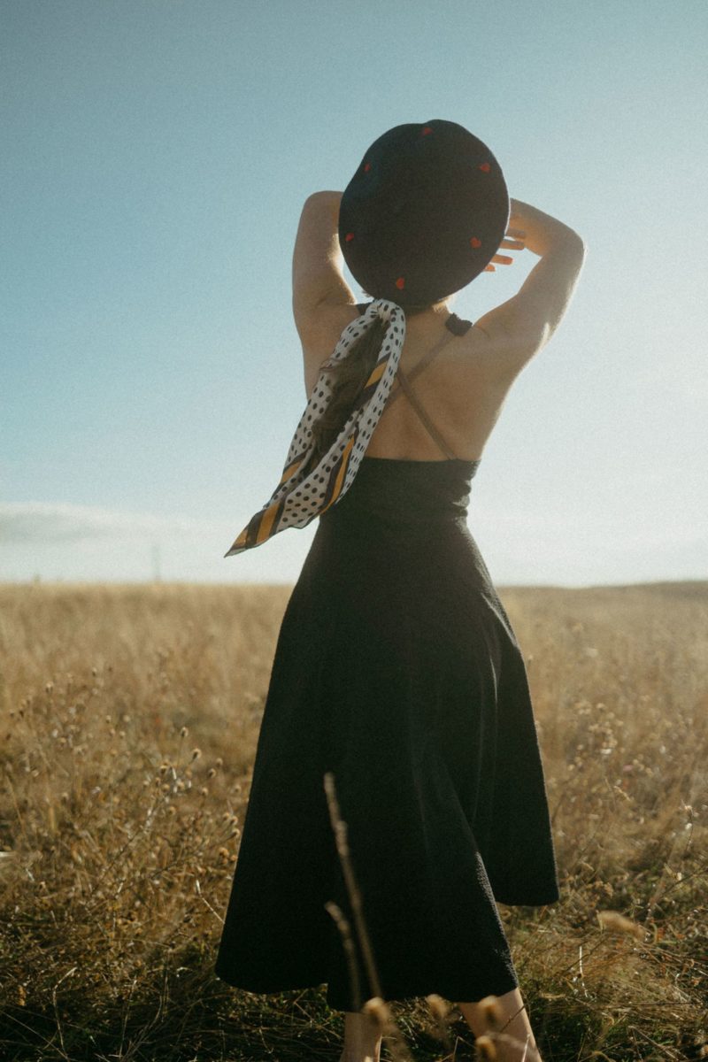 Dark Blue Red Hearts French Style Beret
