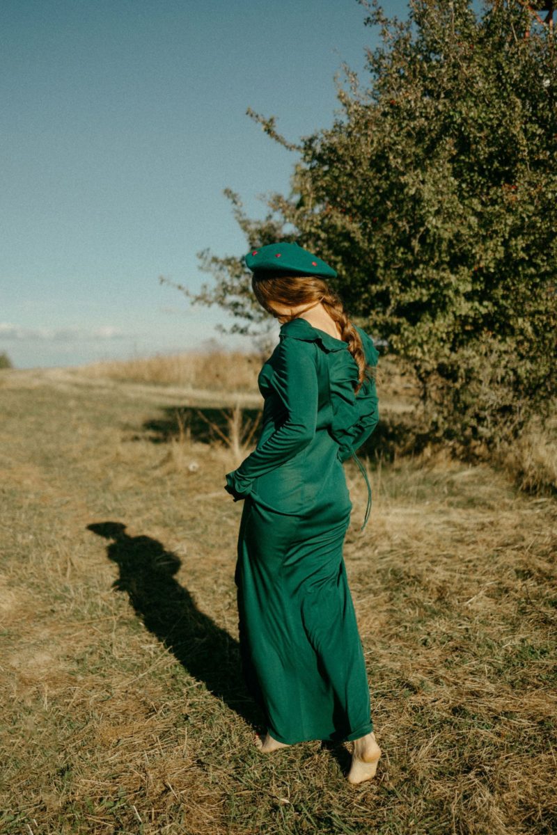 Green Red Hearts French Style Beret
