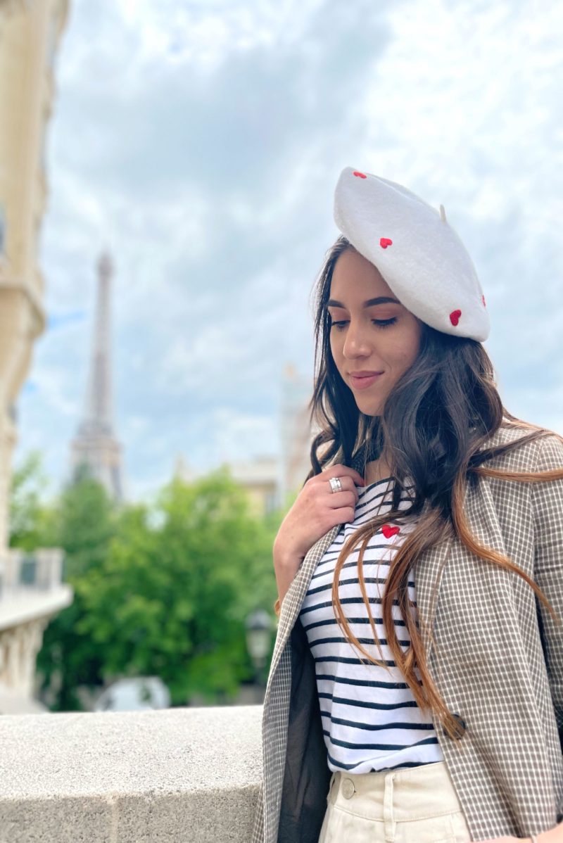 White red Hearts French Style Beret