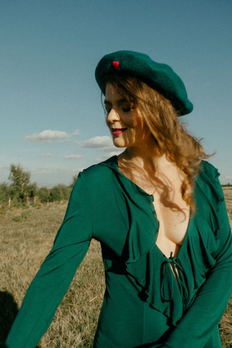 Green Red Heart French Style Beret