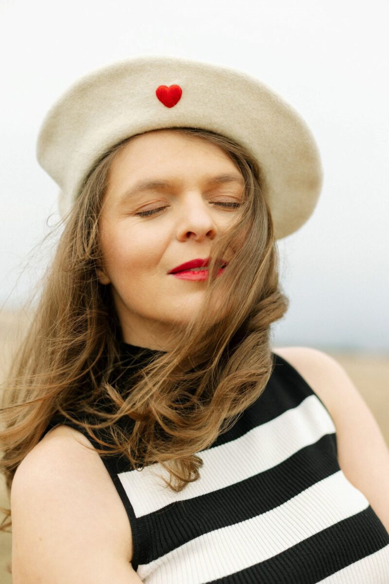 White Red Heart French Style Beret