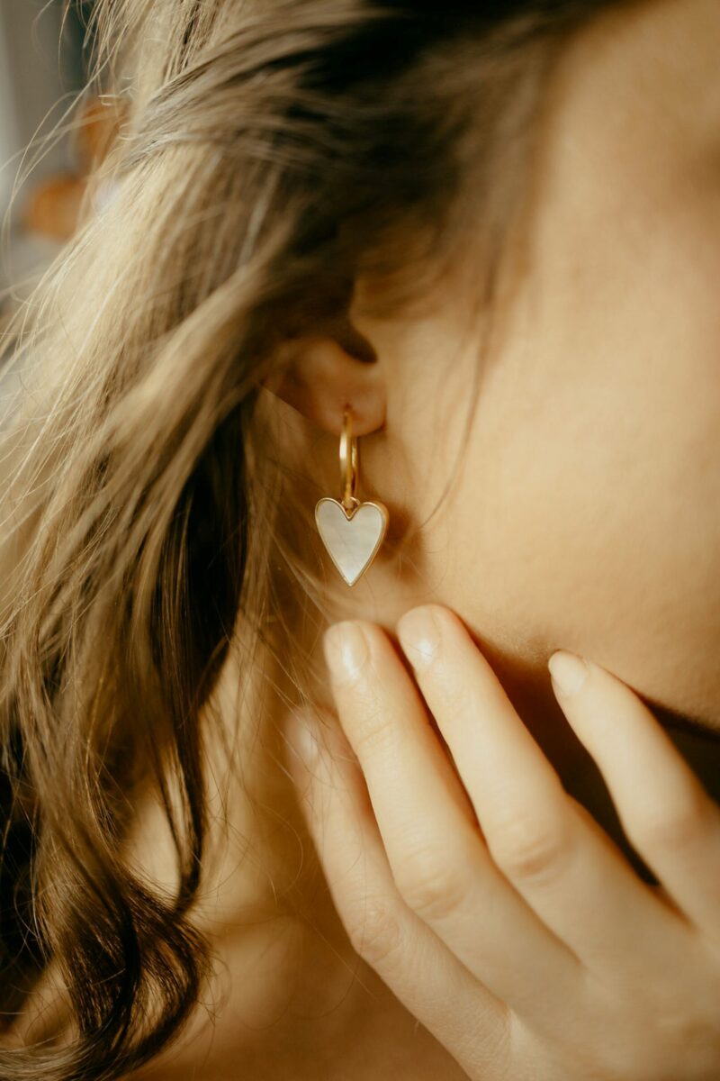 Mother of Pearl Heart Pendant Earrings