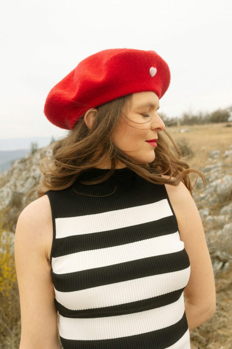 Red Pink Heart French Style Beret